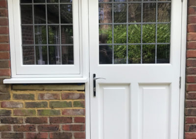 White PVC Back Door With Leaded Glass