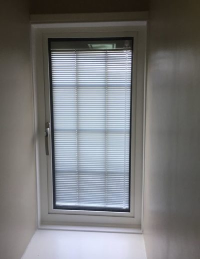 White PVC Casement Window With Internal Blind